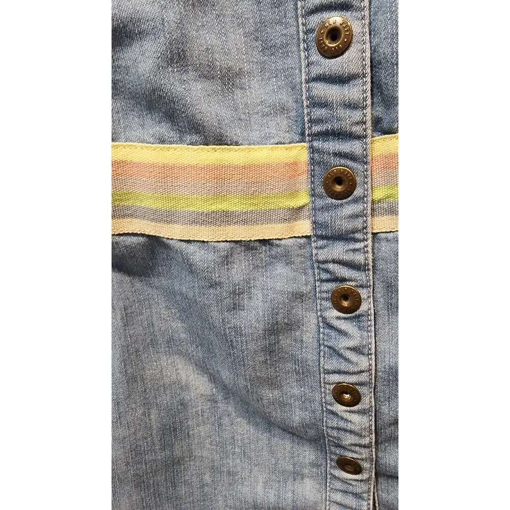 Old Navy Dress Baby Girl 6-12mos Sleeveless Denim Jean Button Up Jumper Vintage